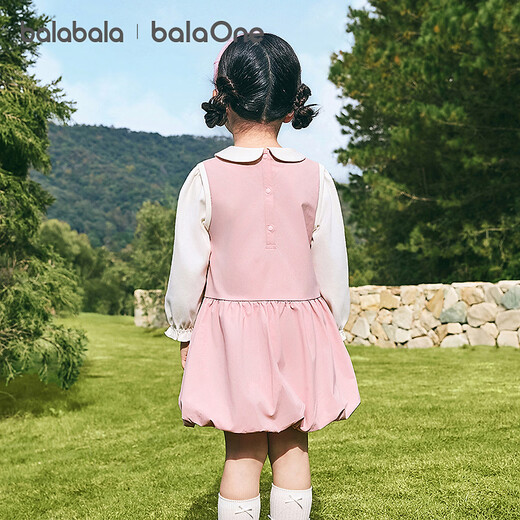 Bala Bala One children's clothing children's dress girls 2026 New Year's wear fake two-piece splicing skirt candy pink 60335 80