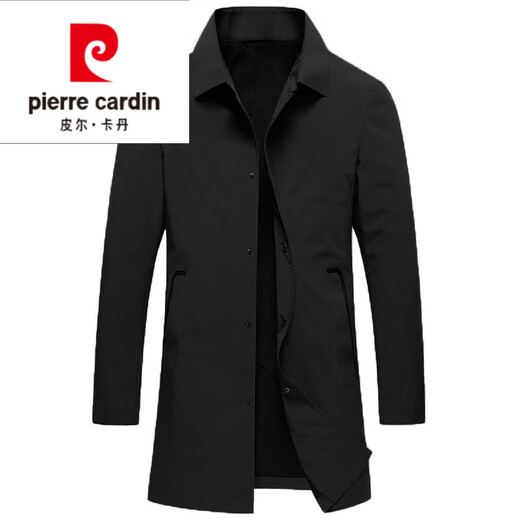 Pierre Cardin (Pierre Cardin) Laminated Down Windbreaker Mid-Length Men's Light Luxury Autumn and Winter Business Casual Middle-aged Executive Windbreaker Official Jacket Black CZ-007 Lined Windbreaker 2XL (Suitable for 140-160Jin Jin is equal to 0.5 kg)
