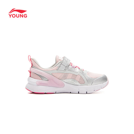 Li Ning (LI-NING) children's shoes, children's sports shoes, girls' spring support, stable rebound Velcro casual shoes 30YKCV266-2
