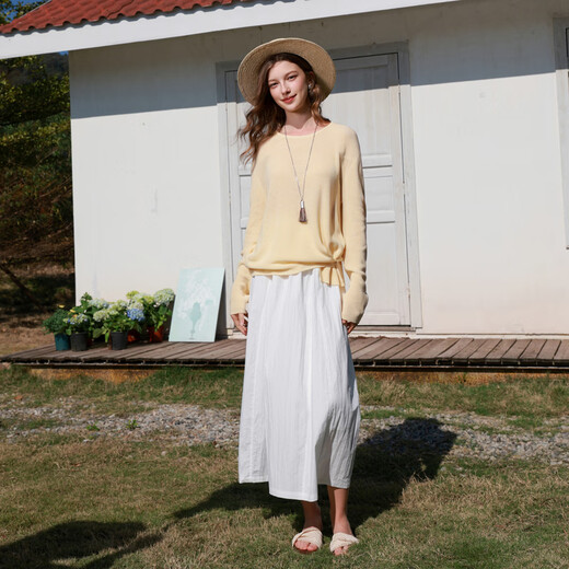 Sancai 2026 Spring New Loose Knitted Sweater Round Neck Lyocell Pullover Blouse Design M