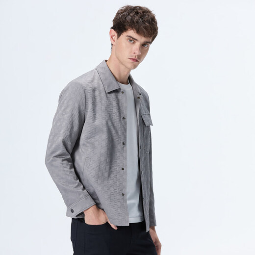 DIDIBOY 2026 spring new lapel shirt style easy-care texture men's jacket gray M 48 170/92A