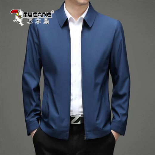 Woodpecker (TUCANO) high-end executive jacket men's business casual commuting style middle-aged and elderly dad wear lapel men's jacket blue 2XL