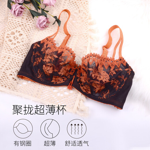 Wacoal Secret Bra Women's Lace Sexy Ultra-Thin Soft Steel Ring Comfortable Breathable Small Breast Push Up Bra WB3253 Jungle Brown 80D