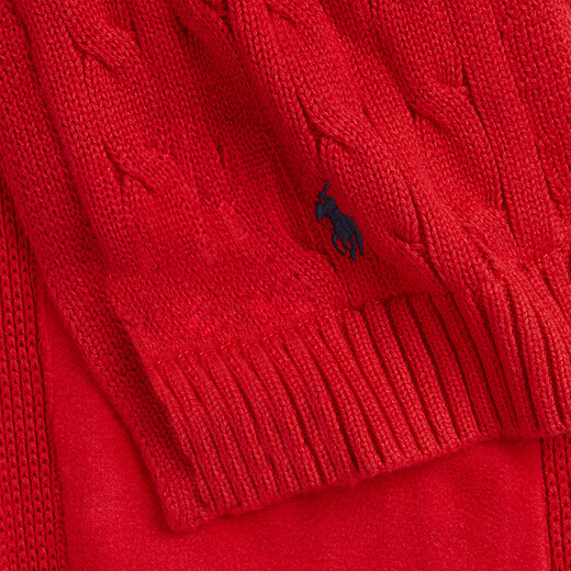 Polo Ralph Lauren Boys and Girls 25th Autumn Cable Knitted Scarf RL43467 600-Red L/XL