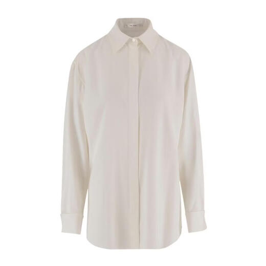 The Row Women's Shirt Breathable Drape Long Sleeve Commuting Work Top Simple and Casual White One Size |US-4