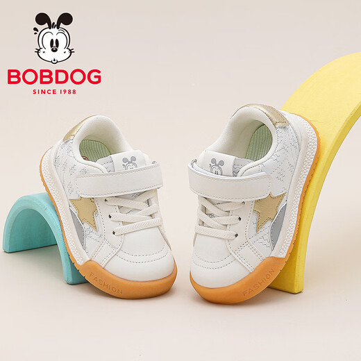 BOBDOG children's shoes for boys 2026 spring versatile casual shoes comfortable baby shoes for girls functional shoes for toddlers milky white/light gold 23 suitable for feet 13.9cm long