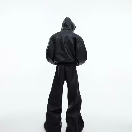 Leather jacket men's winter thickened American retro fashion brand casual short jacket handsome motorcycle loose top black regular L