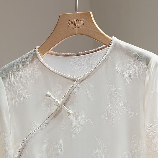 Sibaishe new Chinese style shirt for women 2026 spring new retro long-sleeved temperament slim beaded thin shirt