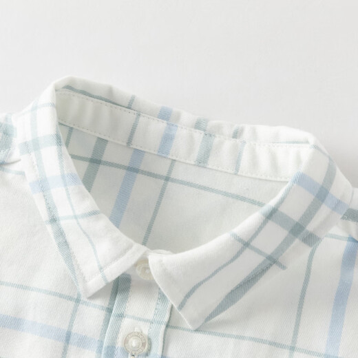 DAVE&BELLA children's plaid shirt cotton boys' shirt 2026 spring new baby boy long-sleeved top children's clothes green plaid ready stock 130 cm (recommended height 120-130cm)