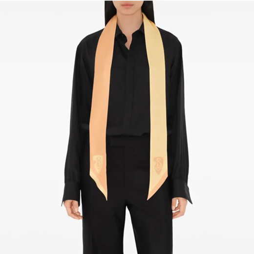BURBERRY Women's yellow mulberry silk B-shaped shield print double-sided silk scarf 80989931 France direct mail
