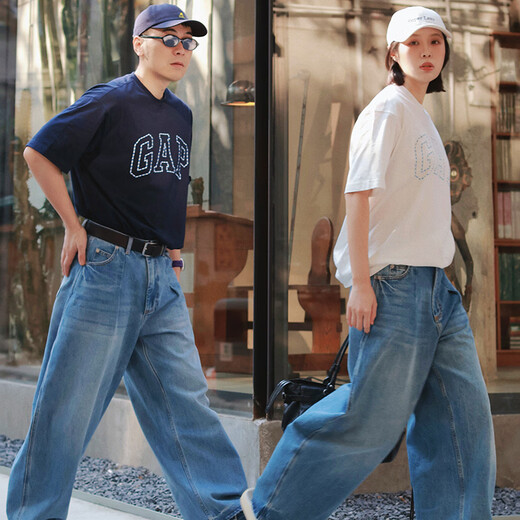 Gap Gap men's and women's 2026 spring new pure cotton logo letter loose short-sleeved T-shirt versatile top 868224 white XS (165/84A) Asian size