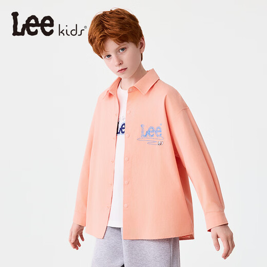 Lee children's shirt jacket spring new boys cotton shirt 2026 new girls shirt jacket orange pink 160 +