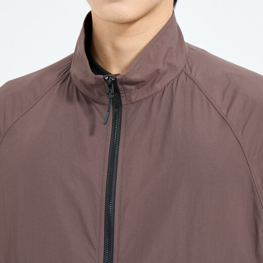 LiLang Light Fashion Men's Clothing Shopping Mall Same Style Jacket Men's Stand Collar Elastic Easy-Care Lightweight Breathable Air-conditioned Jacket Chocolate Brown (1K) XL (175)