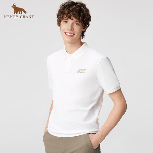 Henry Grant short-sleeved shirt for men 2026 summer business casual solid color half-sleeved lapel top for men white QST251093H111 M 46