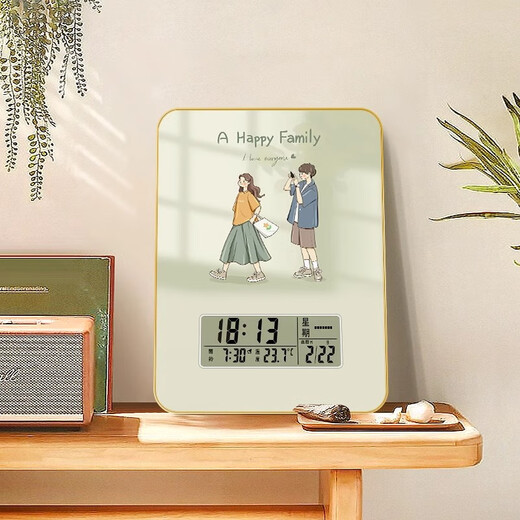 Uhr Zeichnung für Familien Uhr Wall Walluhr Wohnzimmer Schlafzimmer Bettendede Dekoration Malerei Weinschrank TV -Schrank Eingang Wecker Zeichnung BG4859 [Paar Paar] 11 Zoll [20*28 cm]