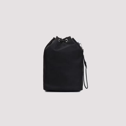 PRADA Women's Drawstring Bag Adjustable Handle Detachable Handle Portable Storage Lightweight Carry Black Regenerated Nylon Black TU