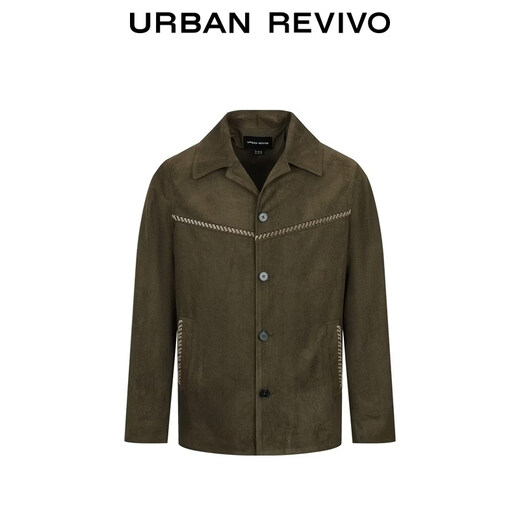 UR2026 Spring New Men's Fashion Retro Braided Stitched Breasted Jacket UMF160021 Dark Brown S