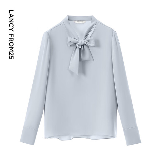 Langzi Langzi Basic Wardrobe Star-style French shirt temperament shirt long-sleeved top autumn new style for women Aqua Blue L