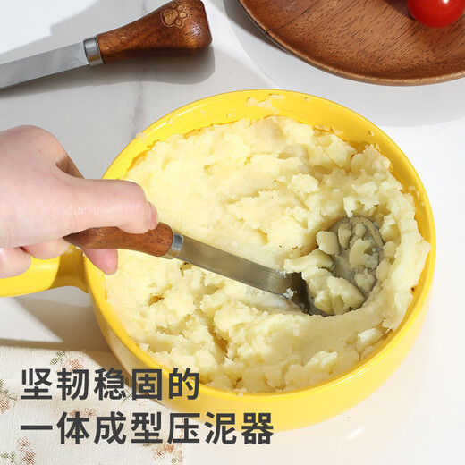 Pupan Bear Mud Press Baby Food Complementary Stainless Steel Potato Stand Small Food Grade Kitchen Baby Household Masher 1 Pack Imitation Wooden Handle Cat Claw Mud Press#