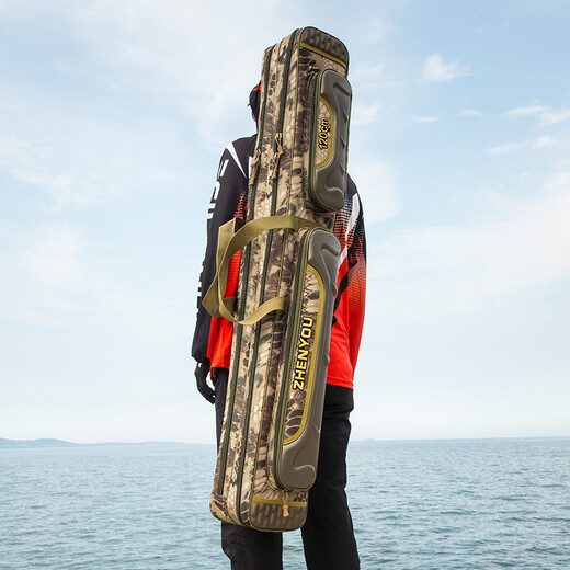 Zhenyou (Grsaed) fishing rod bag, thickened fishing gear bag, double-layer big belly bag, 1.30 meter rod bag, multi-functional storage bag, hand rod bag, table fishing rod bag, waterproof lure bag, sea rod fishing bag, black scale