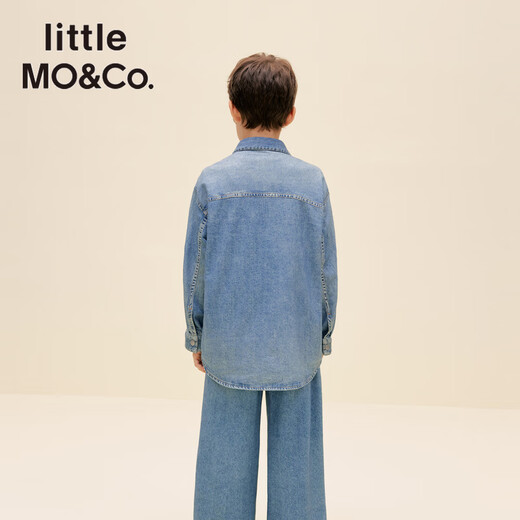 Little MO&Co. Sports little moco children's clothing 26 spring new style boys and girls denim blue long-sleeved shirt tops handsome denim blue 150 150/72