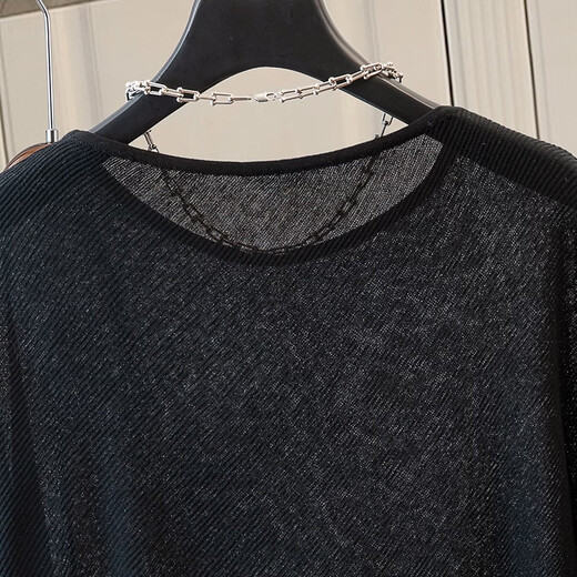 Sibaishe round neck sweater 2026 spring new women's fashion loose style pullover raglan sleeve top black one size