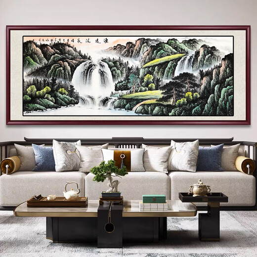 Jinliang Jade Pavilion Sino-American Association Zhang Linguang has a long history Authentic hand-painted celebrity calligraphy and painting Ink painting landscape painting Fengshui painting Zhang Linguang has a long history 175*68 CM