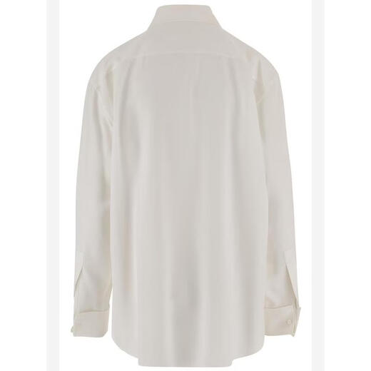 The Row Women's Shirt Breathable Drape Long Sleeve Commuting Work Top Simple and Casual White One Size |US-4