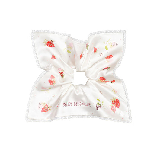SILKY MIRACLE silk crystal scarf with flower Strawberry series hair band girl sweet hair accessories high-end gift Strawberry garden printed scarf with flower