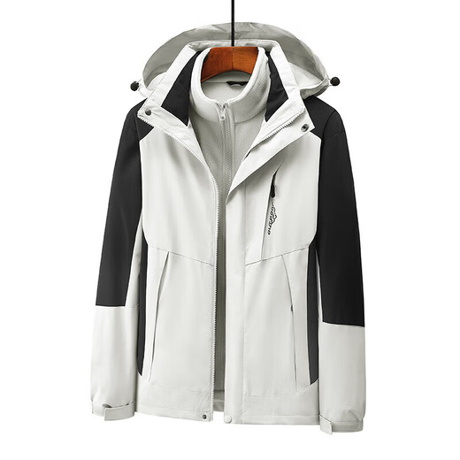 Professional Grade Waterproof Jacket Three-in-One Jacket Work Clothes Men's and Women's Work Jacket Autumn and Winter Windproof Jacket Women's Light Purple XL