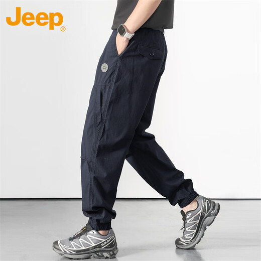 JEEP Jeep overalls men's spring and autumn casual pants American pure cotton leggings long pants men's navy blue XL