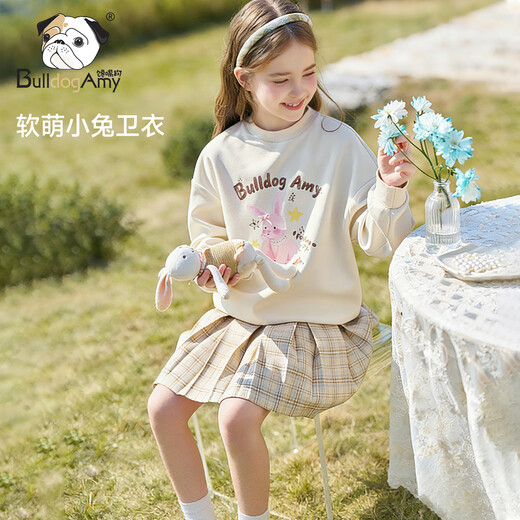 CHANZUIGOU (CHANZUIGOU) children's clothing girls cute bunny sweatshirt 2026 spring new style foreign style printed tops versatile long-sleeved women
