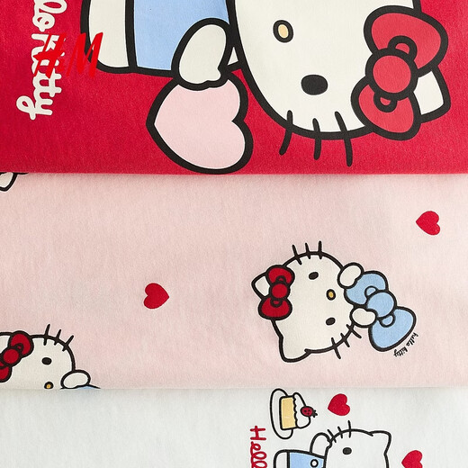 H&M Sanrio series children's clothing children's T-shirts sweet and cool girly style 3-piece Hello Kitty0937175 light pink/Hello Kitty 110 110/56 (2-4Y)