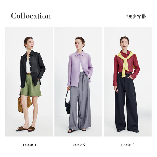 Navigare Italian small sailing women's shirt 26 new style 100% ramie loose old money style long-sleeved shirt 2313006501