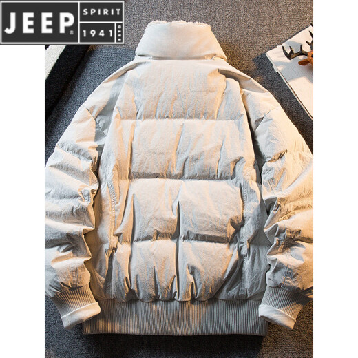 JEEP SPIRIT new heavyweight thickened sherpa splicing down jacket men's winter warm stand-up collar down jacket jacket men's winter gray 2XL