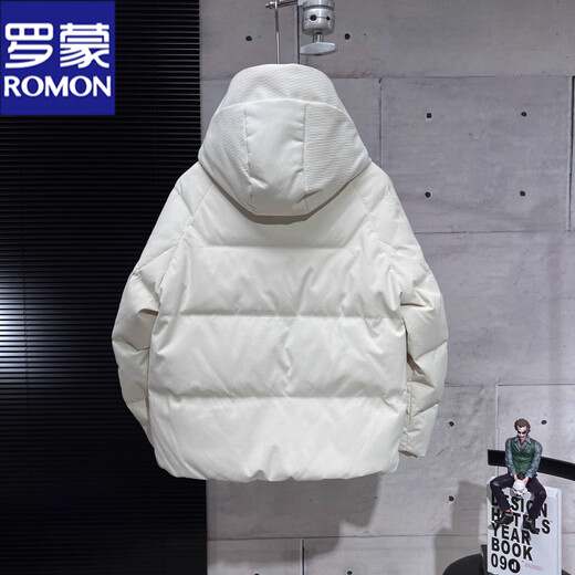 罗蒙（ROMON）男士羽绒服冬季加厚保暖面包服中青年潮流防寒2025新款连帽外套男 黑色 M