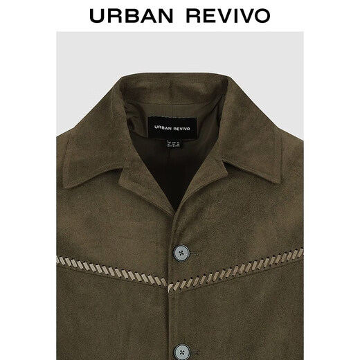 UR2026 Spring New Men's Fashion Retro Braided Stitched Breasted Jacket UMF160021 Dark Brown S