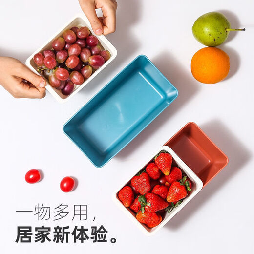 Shantou Lincun lazy double-layer fruit plate drain basket home living room snack candy storage tray melon seed box blue 1 piece affordable