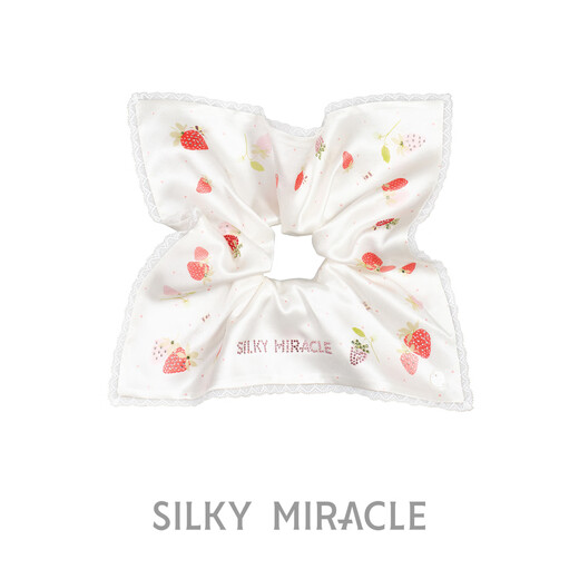 SILKY MIRACLE silk crystal scarf with flower Strawberry series hair band girl sweet hair accessories high-end gift Strawberry garden printed scarf with flower