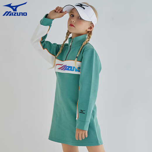 Mizuno (MIZUNO) children's clothing girls' dresses spring and autumn medium and large children's spring dresses girls trendy sports training skirts 2026 Lake Green 130 (recommended height 125-135cm)