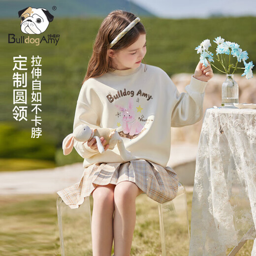 CHANZUIGOU (CHANZUIGOU) children's clothing girls cute bunny sweatshirt 2026 spring new style foreign style printed tops versatile long-sleeved women