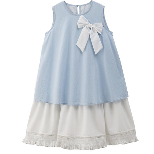 Hacikis Hacikis children's clothing children's summer clothes new sweet bow fake two-piece dress girls vest dress cool and breathable