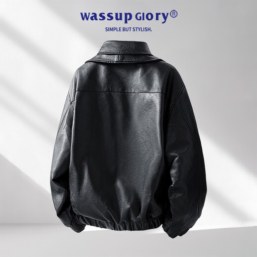 JNJKQAWASSUP GLORY Maillard retro motorcycle leather jacket men's spring and autumn handsome fake two-piece lapel jacket 05 brown M _built 115Jin Jin is equal to within 0.5 kg