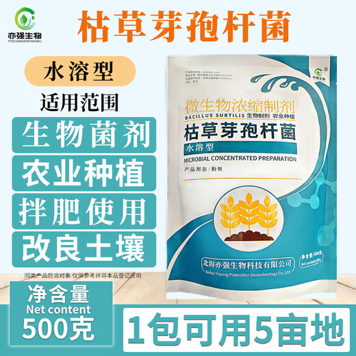 YIQIANGSHENGWU 100 billion/g Bacillus subtilis fully water-soluble microbial agent improves soil and reduces crop damage 500g/pack*10 packs