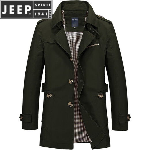 JEEP SPIRIT休闲男士工作外套纯棉风衣2026春秋季男装新款男式夹克 黑色 M