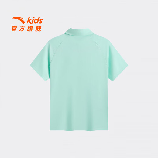 ANTA Children's T-shirt Men's Big Children's Clothing 2026 Summer New Cool Ice Skin Lapel Comfortable Breathable Stretch Polo Shirt Short T Ice Cube Blue-7 175