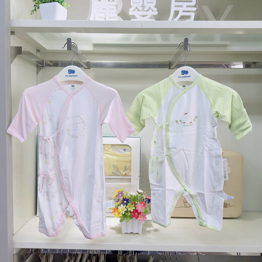 The same style of newborn long-sleeved thin jumpsuit at Liyinfang Mall, infant and toddler home clothes, underwear, lace-up rompers, blue pure cotton thin 52cm/newborn