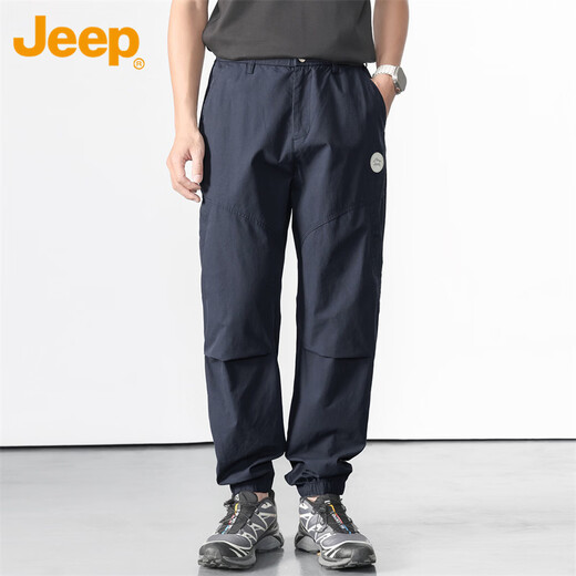 JEEP Jeep overalls men's spring and autumn casual pants American pure cotton leggings long pants men's navy blue XL