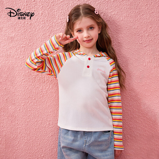Disney children's T-shirt long-sleeved baby bottoming shirt children's 2026 spring new children's clothing hooded striped all-match top