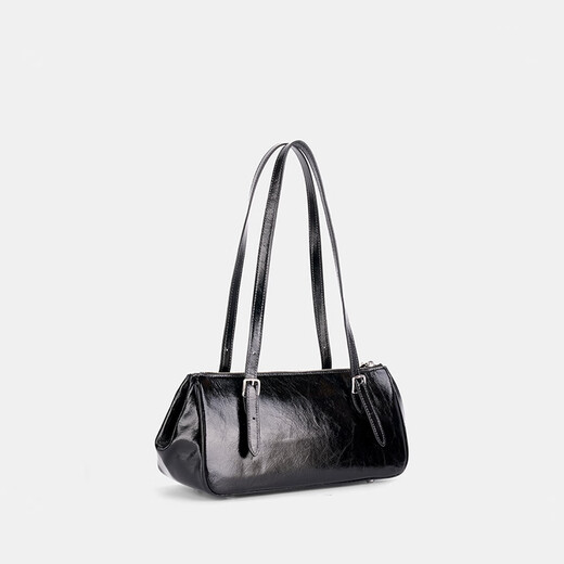 COACH brand direct ASHER women's solid color one-shoulder cross-body baguette bag black CBJ05 Valentine's Day gift